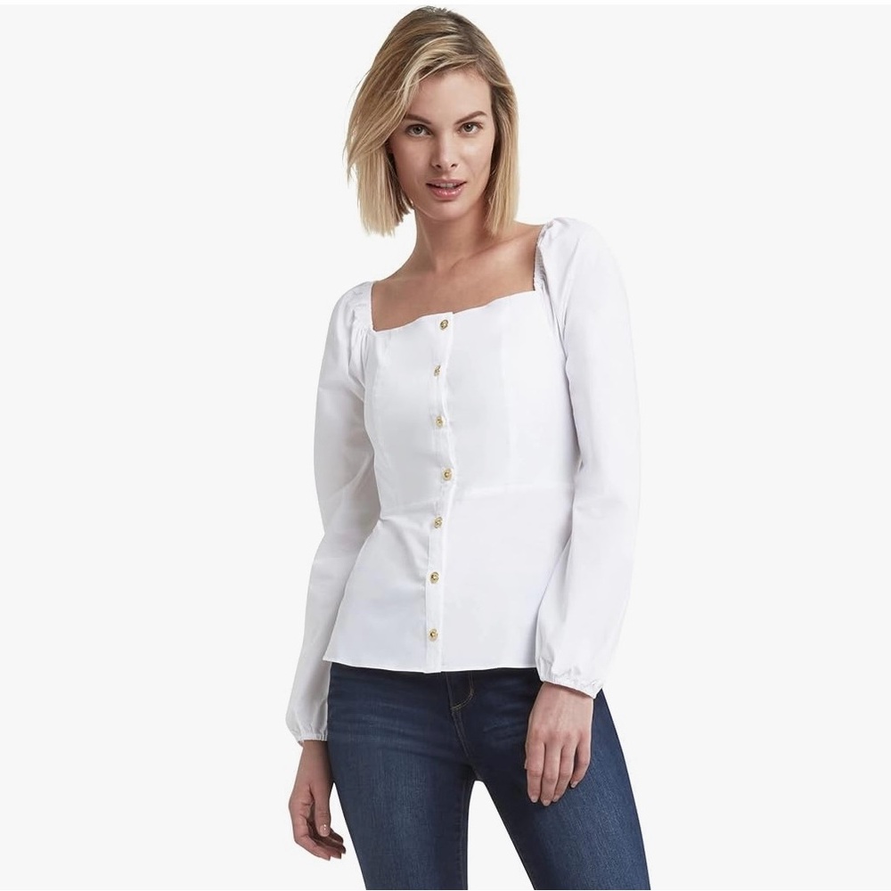 Halston On or Off Shoulder Blouse White Womens Medium